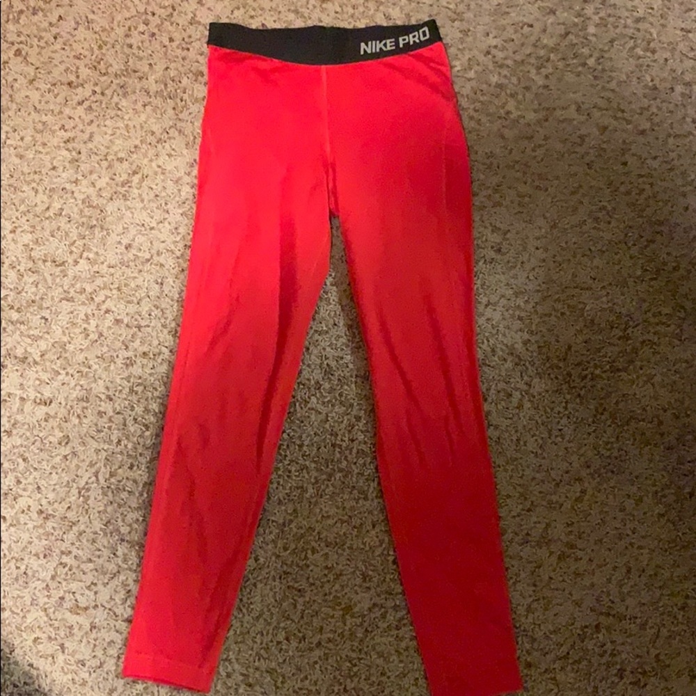 Red Nike Pro Leggings